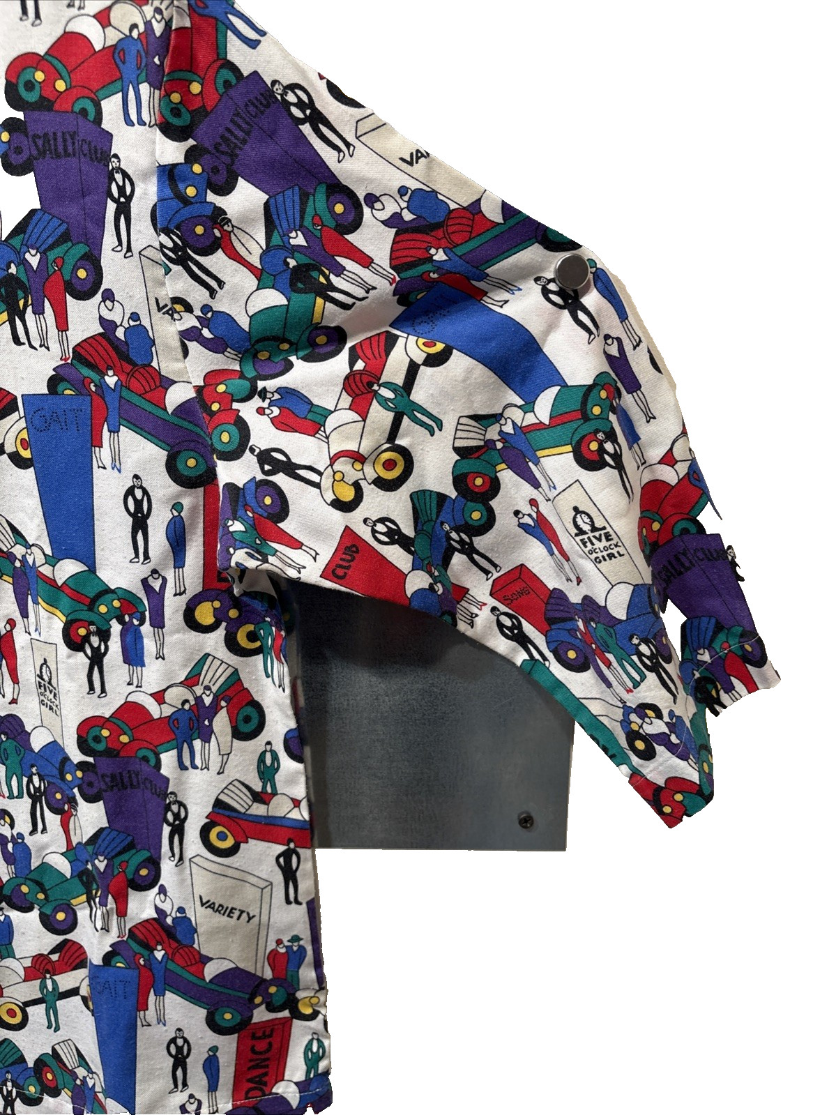 Vintage Cheryl Tiegs Sears Button Up Shirt Women 8 Stylized Print 1/2 Sleeve