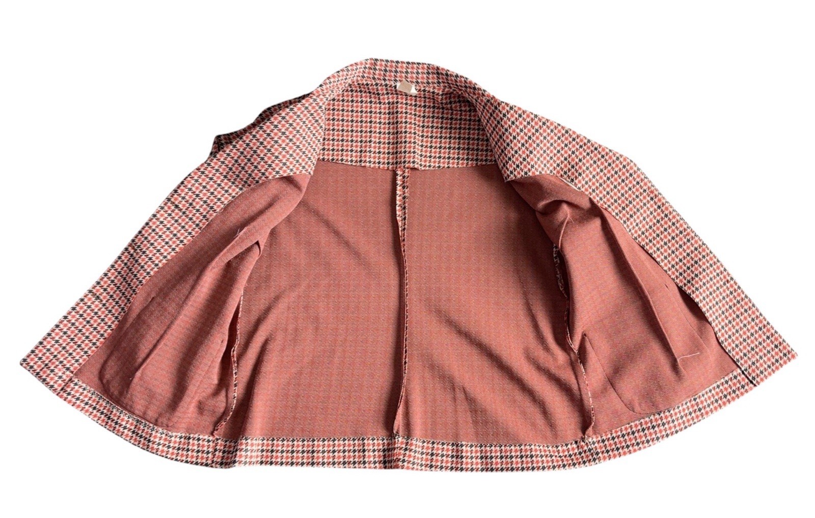 Vintage Ina Carol 70s Houndstooth Single Breasted Dagger Collar Blazer Jacket