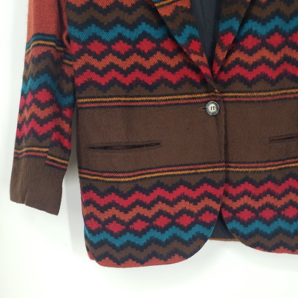 Vintage Aztec Southwestern Boyfriend Blazer Womens Sz M Index by Melrose Brown