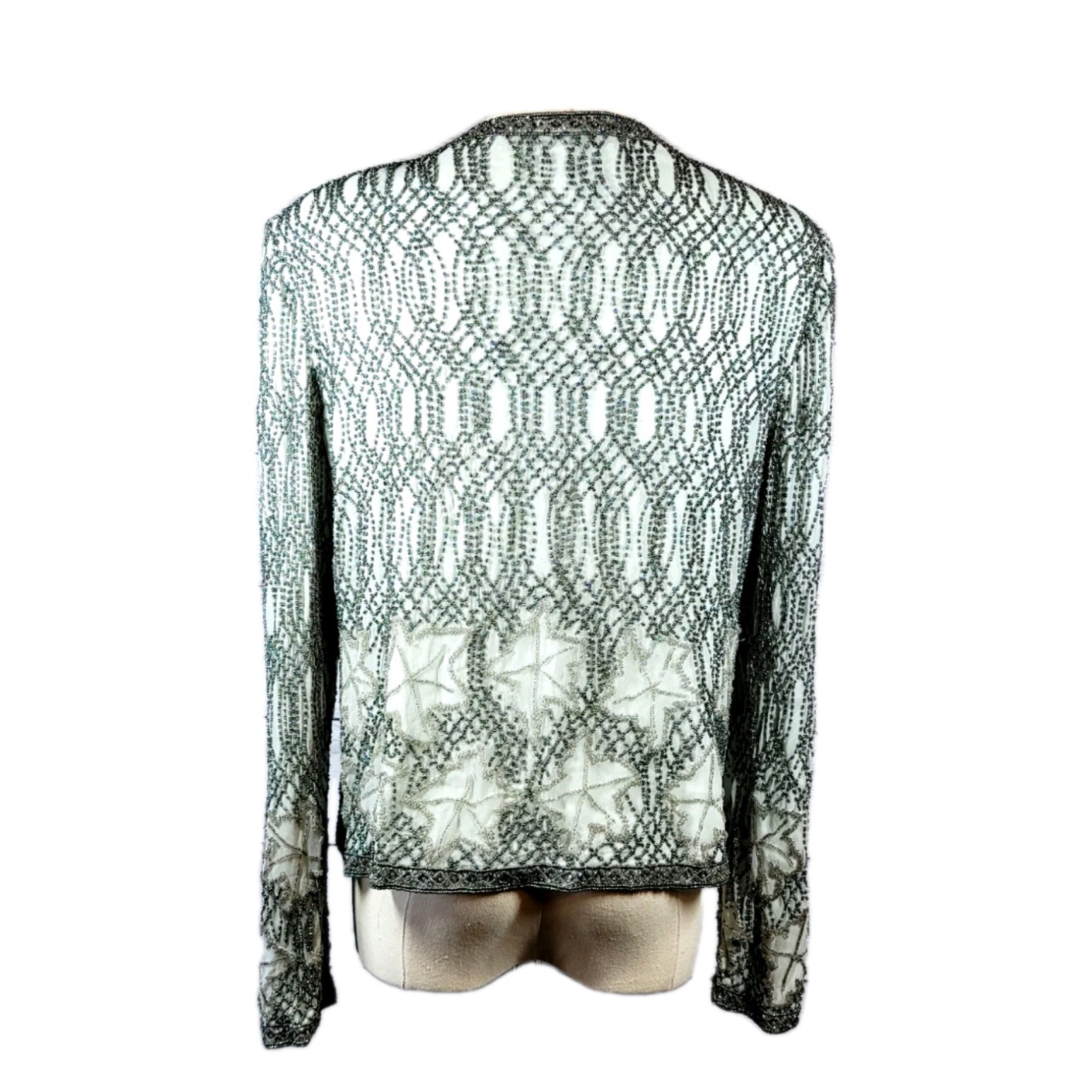 Adrianna Papell Evening Jacket 100% Silk Intricate Crystal Beaded Womens NWT