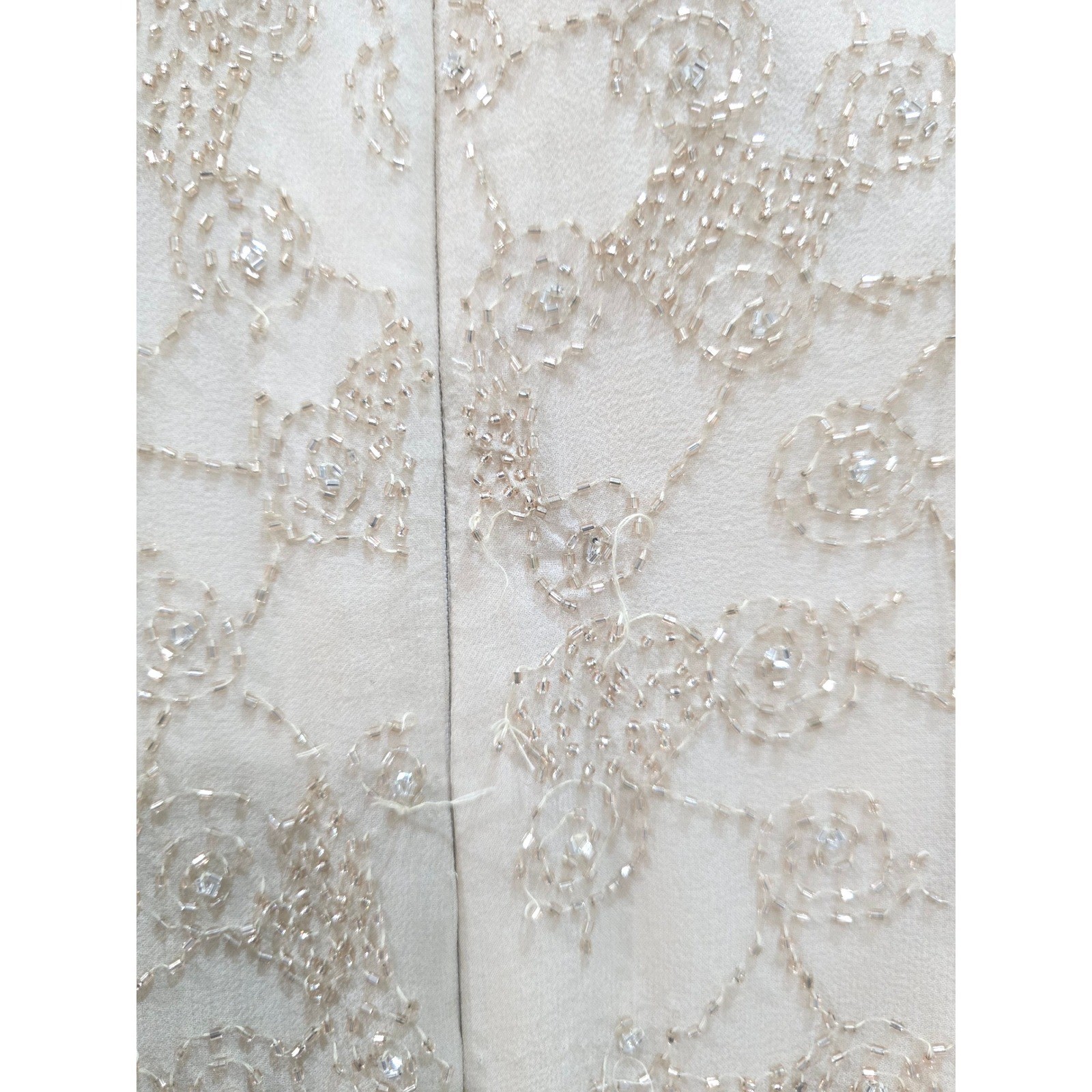 Vintage LaBelle Fashions Dress 14 Beaded Maxi Jacket Set Beige Mother Bride Gown