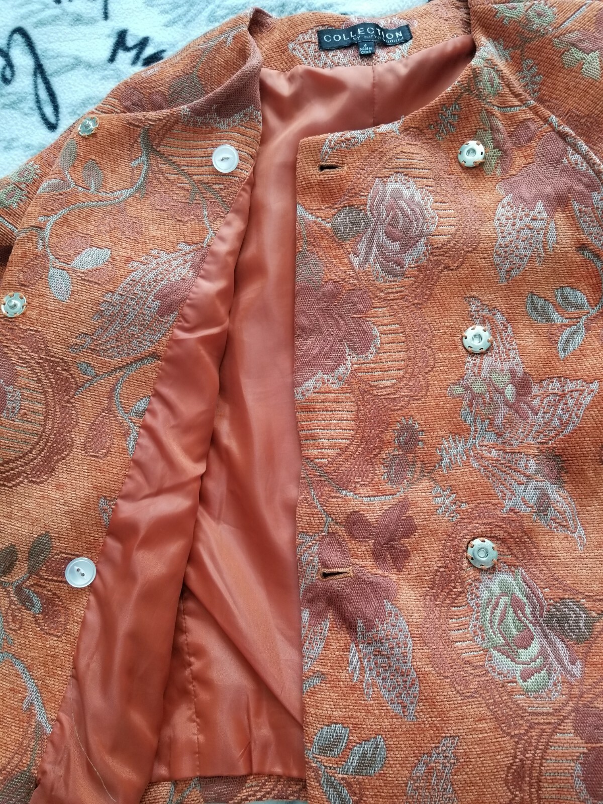 Harve’ Benard Women’s Vintage Orange Tapestry Blazer Jacket Size 4