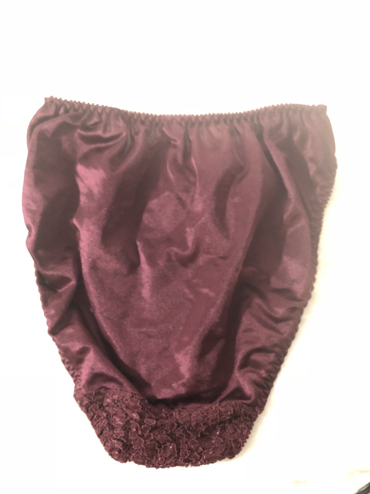 Vintage Wine Shiny Satin Hi Cut Bikini Smooth Size M/6 Gloss Panties