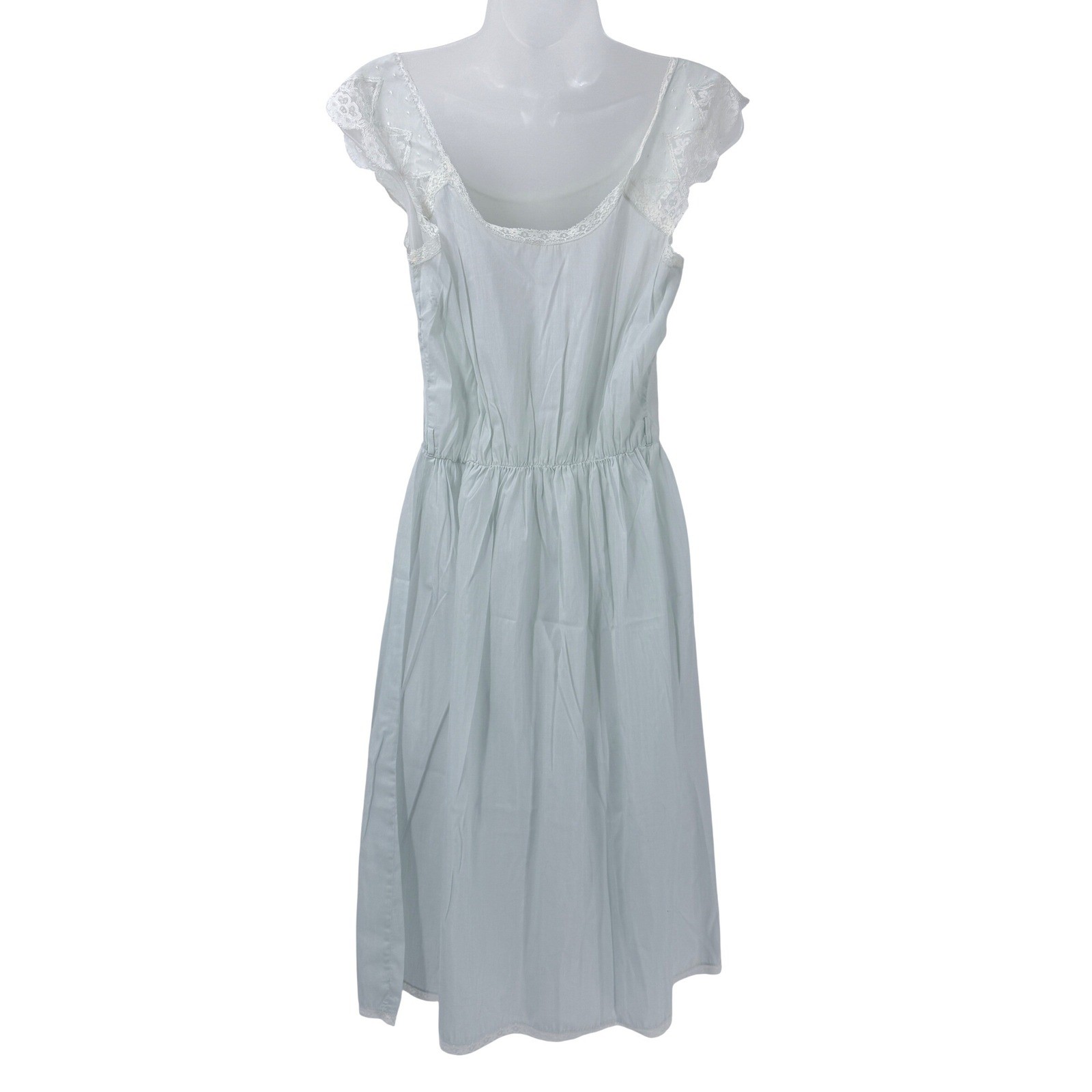 Vtg 60s Godfried house dress sz S semi sheer Yoke lace shabby chic cottage