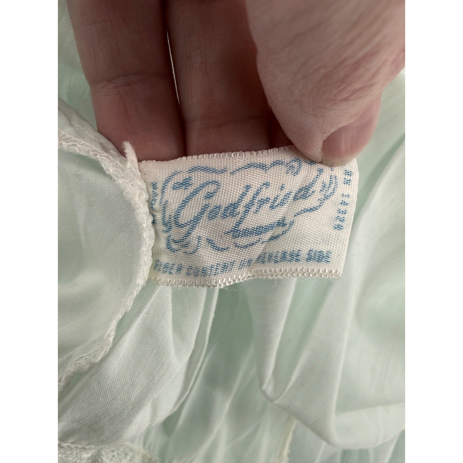 Vtg 60s Godfried house dress sz S semi sheer Yoke lace shabby chic cottage