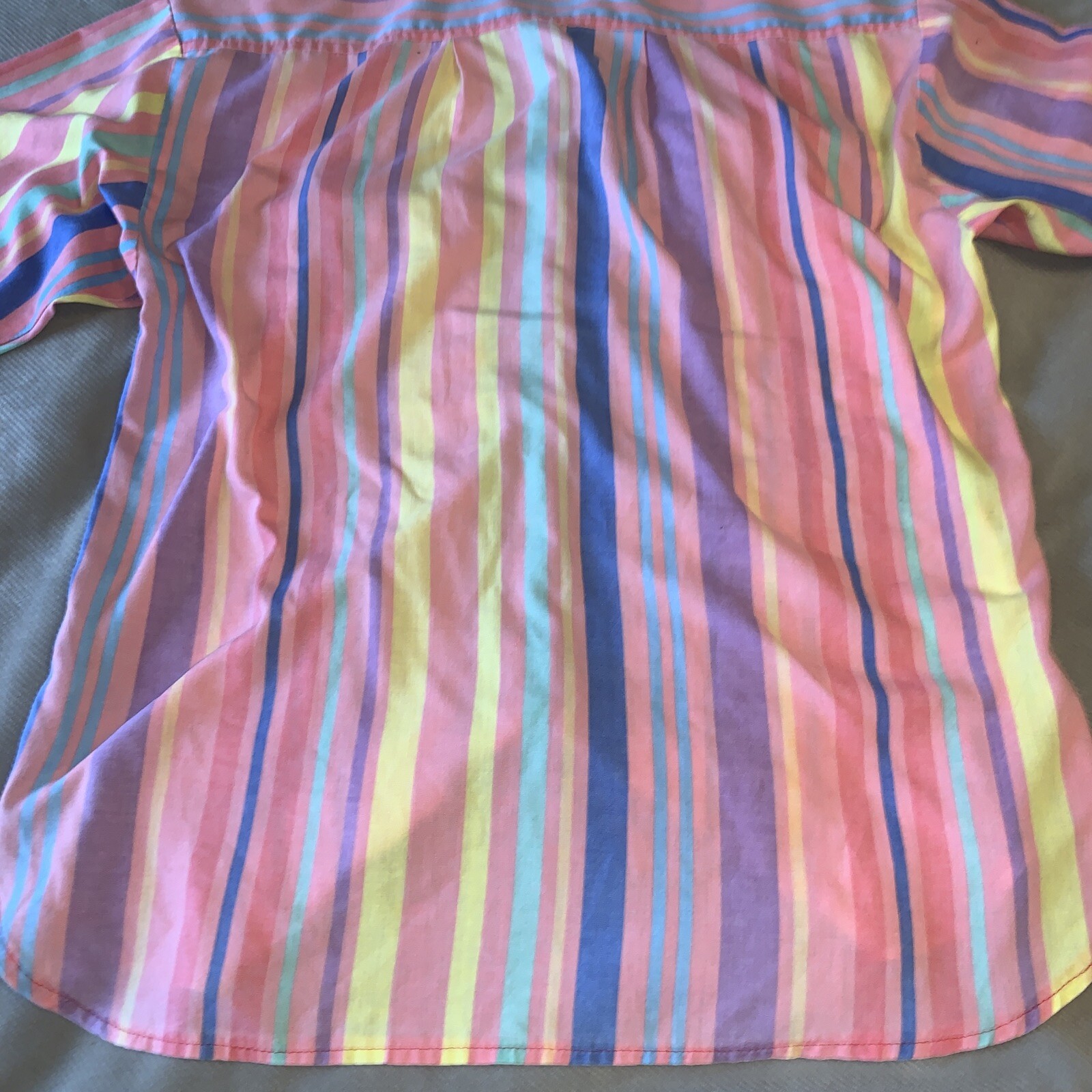 Vintage Button Up 70’s EBER San Francisco Top Pastels Striped Women’s Small ?