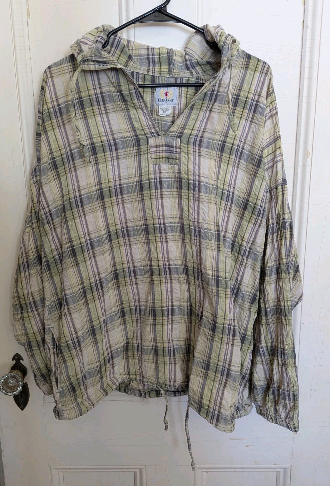 Vintage Hooded Pullover Top Made In USA Women’s L/XL Oversized Cotton