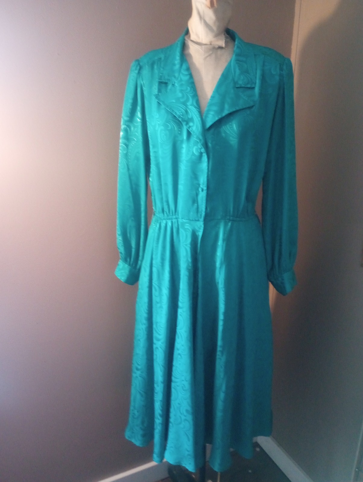 Vtg Office Casual Women’s Kohler Dress Size 14 Green Made In USA Pockets Minimal