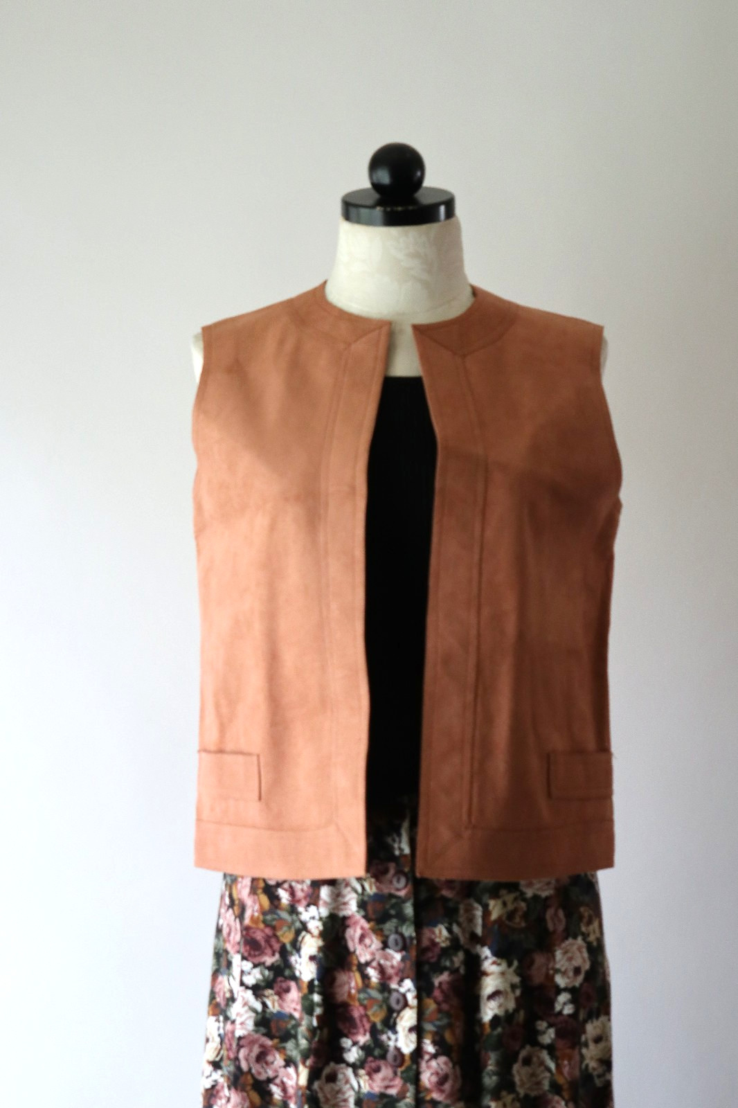 70s Vintage Pink Ultrasuede Open Front Waistcoat Sleeveless Jacket Vest Women M