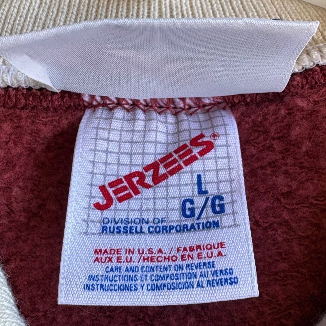 Vintage Jerzees Floral Sweatshirt Burgundy Collar Large USA