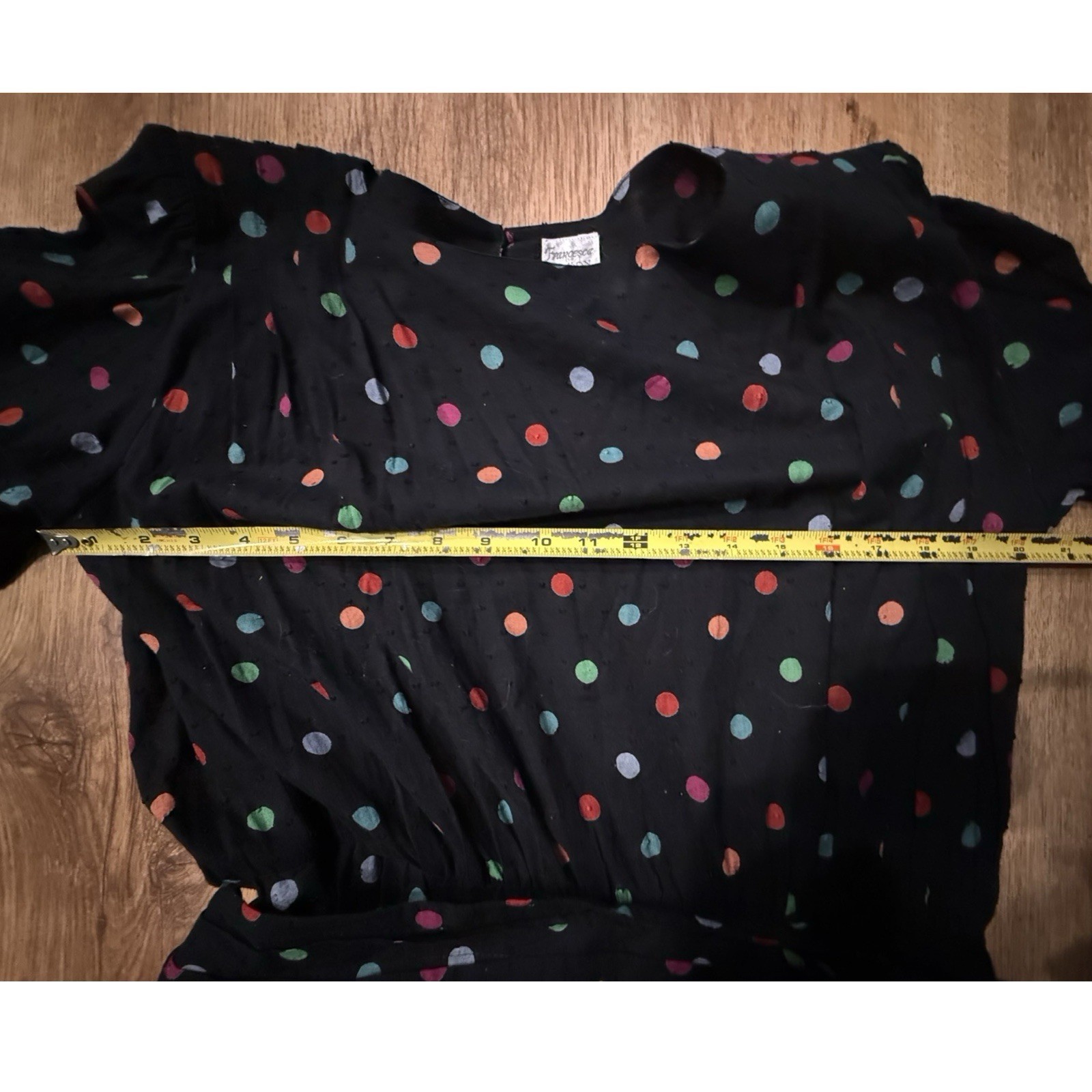 Vintage Black Dress Polka Dots Cotton Francesca Of Damon For Starington W Sz L