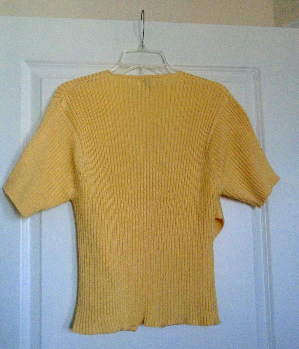 VTG FIA ITALIA Handloomed Yellow Knit Wrap Top Short Sleeve Cotton Rayon Size L