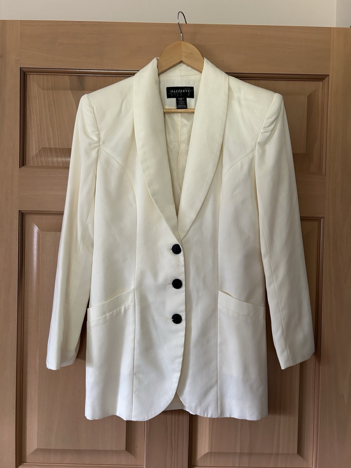 VTG 80s 90s Rafferty Cream Blazer Shawl Collar Size 7 Academic Coquette