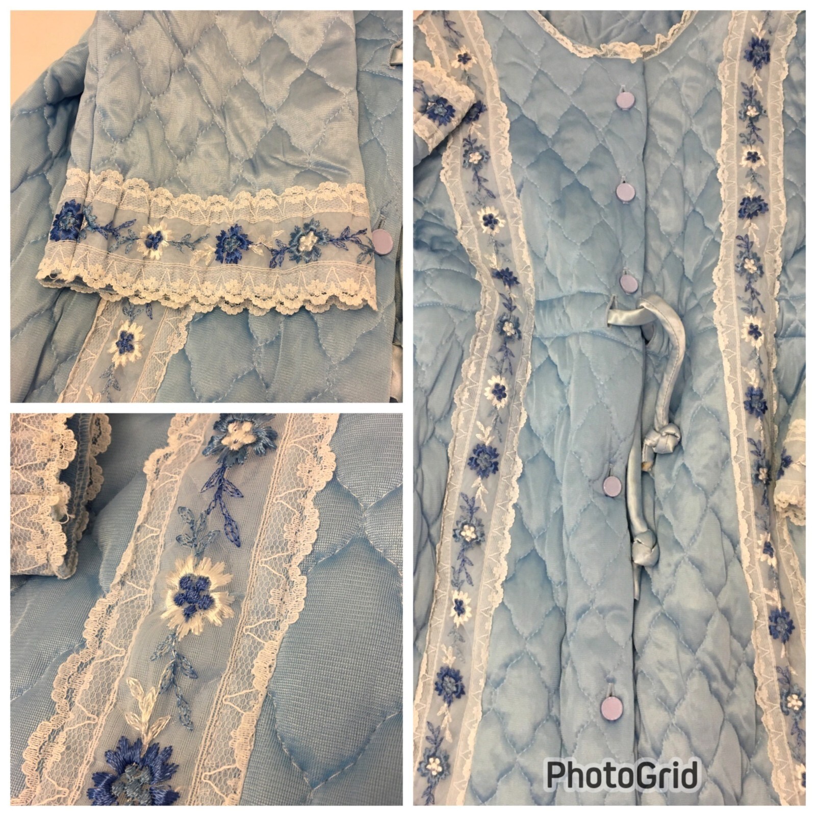 Vintage 60s 70s Light Quilted Long Robe Grannycore Coastal Grandma Lingerie (9)