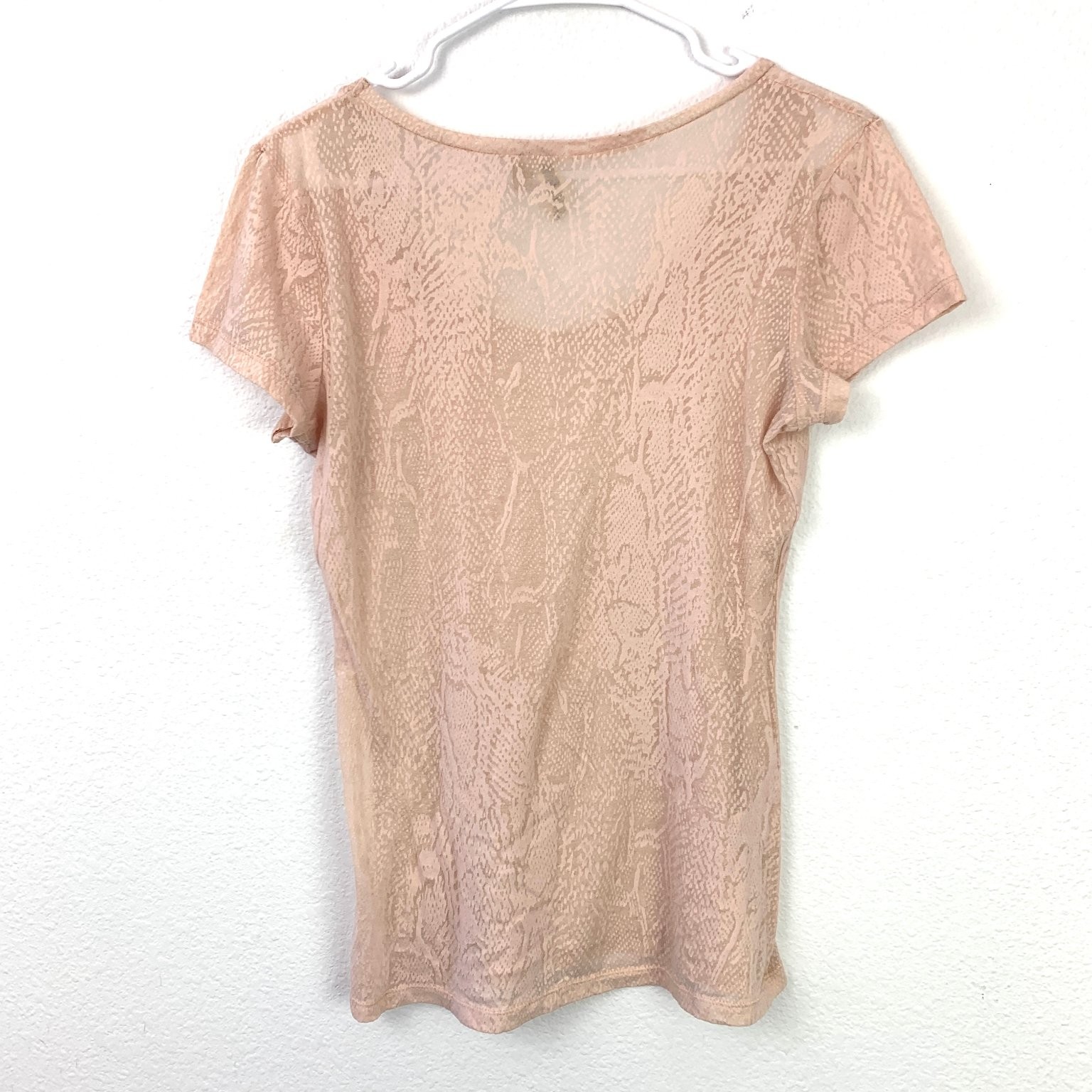 Y2K BKE Sheer Snakeskin Print Light Pink Gold T-Shirt Women’s L Canada Layering