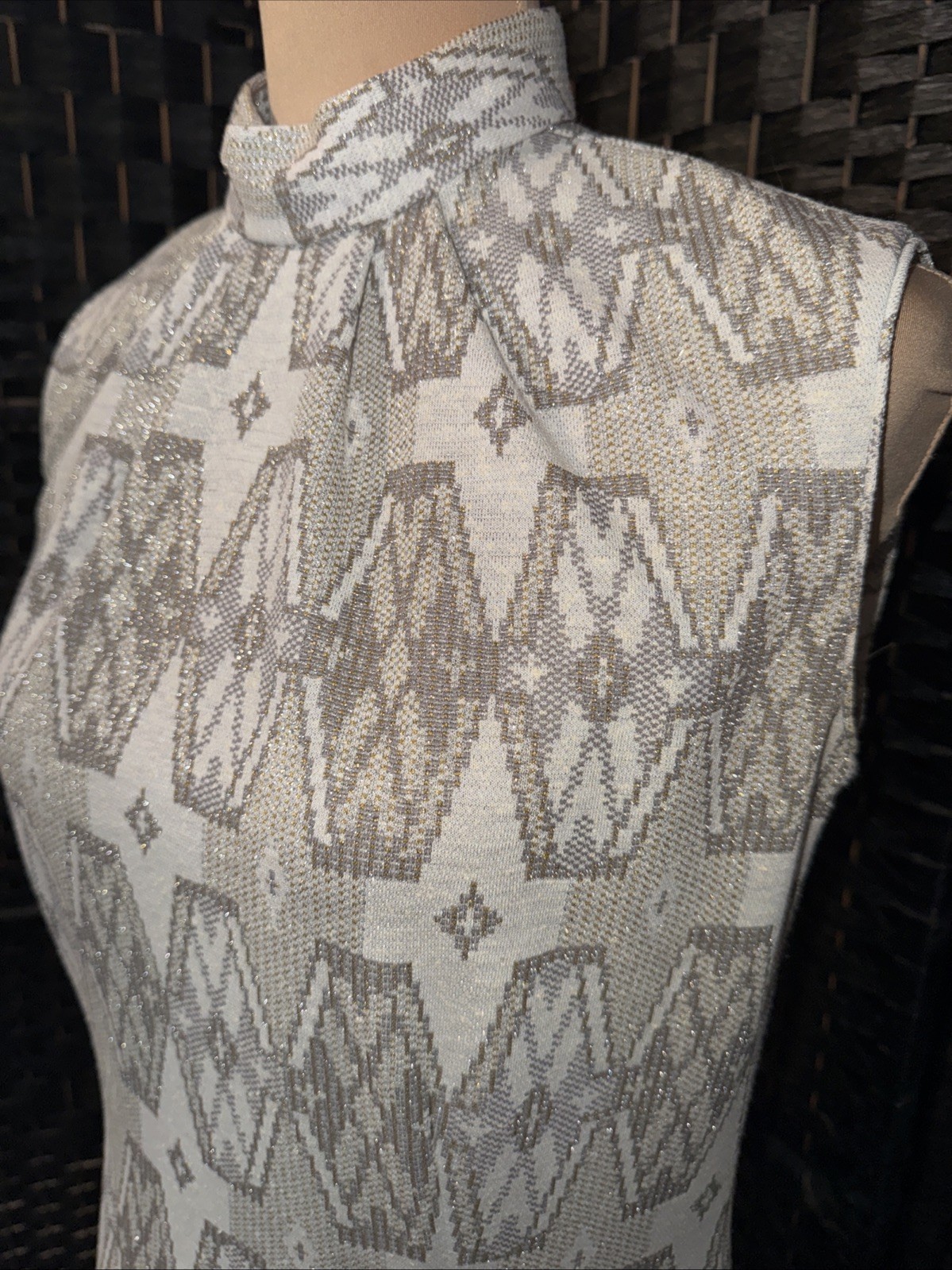 Vintage 1950-60’s Women J. Harlan Originals Silver Dress Size 12 Sleeveless