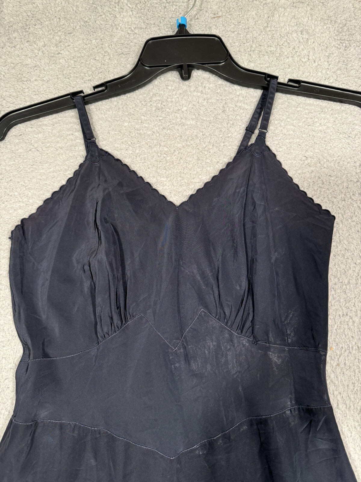Vintage Seamprufe Black Slip Dress Acetate Size 32 Tall 1950s Adustable