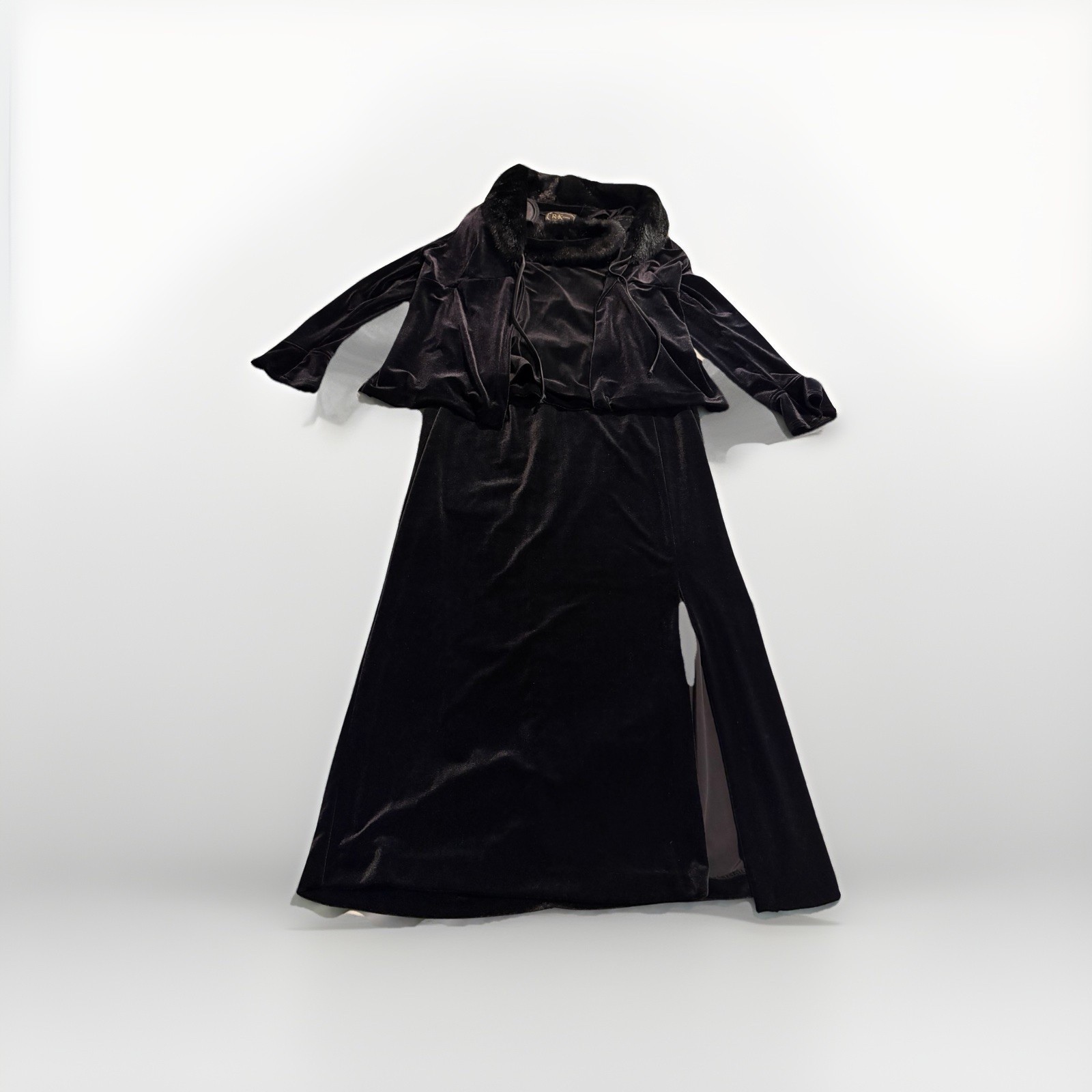 Vintage R&K Evening Black Velvet 3 Piece Outfit Style #1332 Missy Sz 12