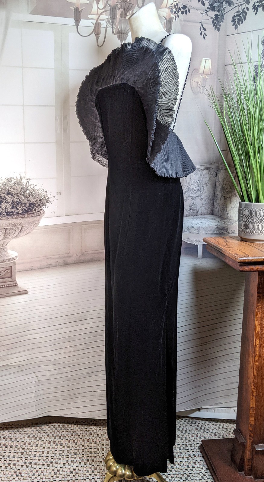 Vintage Nolan Miller Dynasty Collection Couture Origami Black Velvet Gown Sz 8
