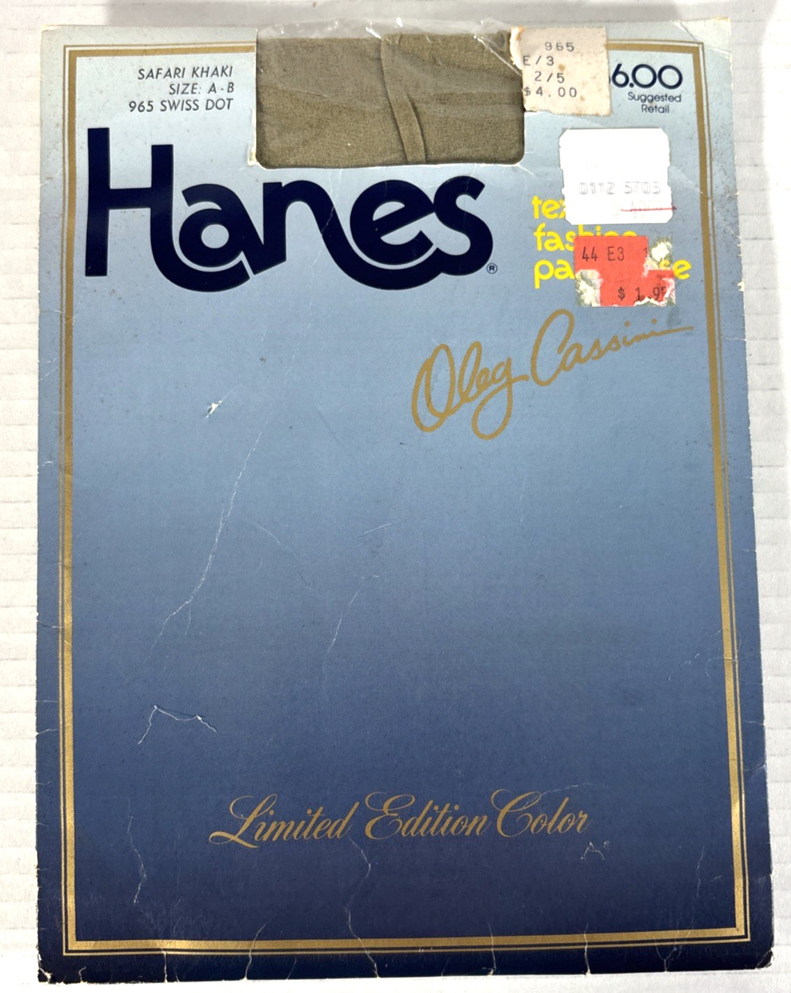 Hanes Textured Fashion Pantyhose Size A-B Style 965 Oleg Cassini Safari Khaki