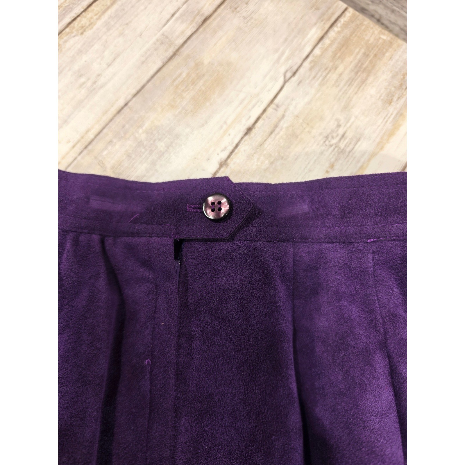 Roth-Le Cover Ultra Suede Skirt Suit Purple Mandarin Collar Jacket Set Womens 6