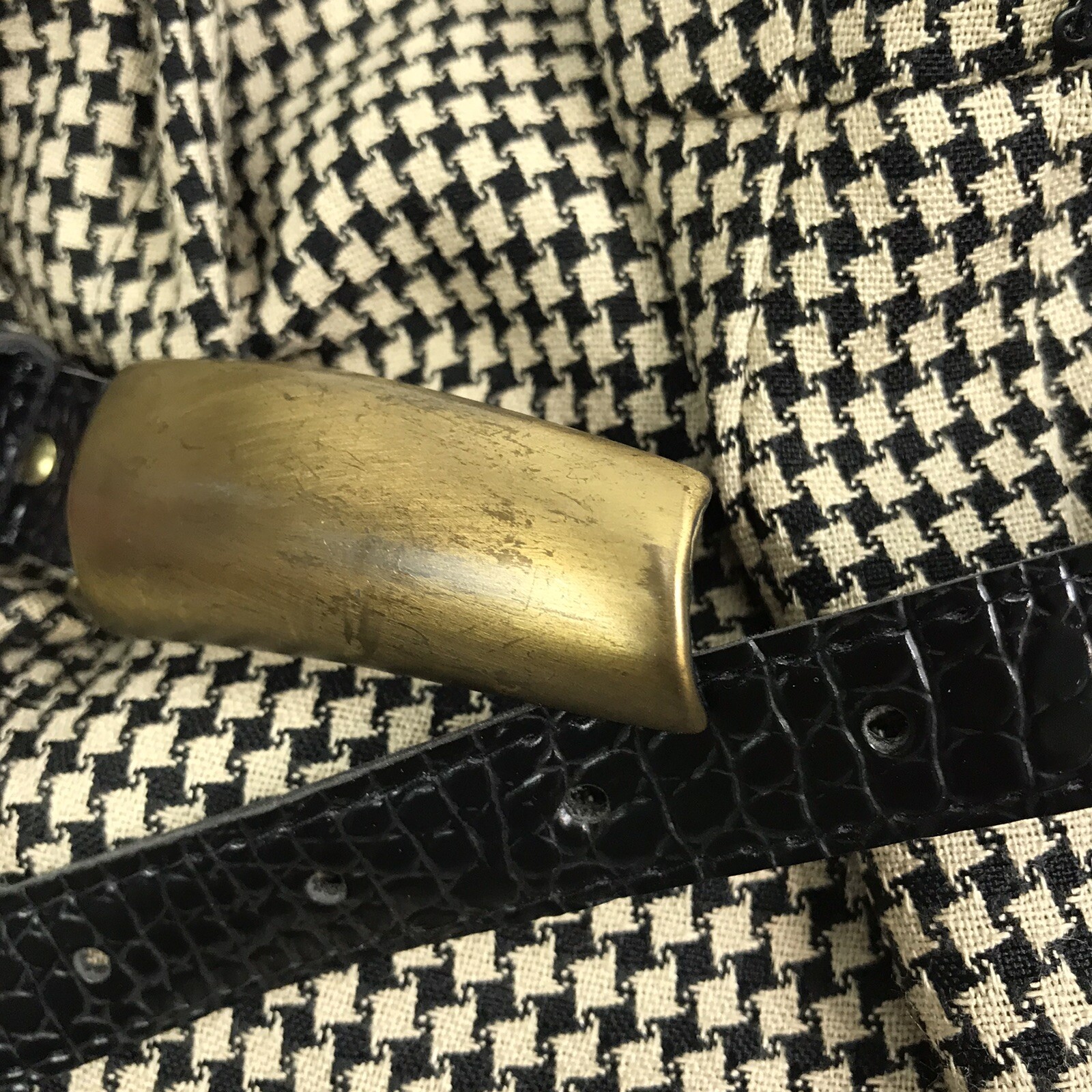 Vintage Dress EXPO Mod 10 MCM Plaid Houndstooth Checked Wrap fringe belted