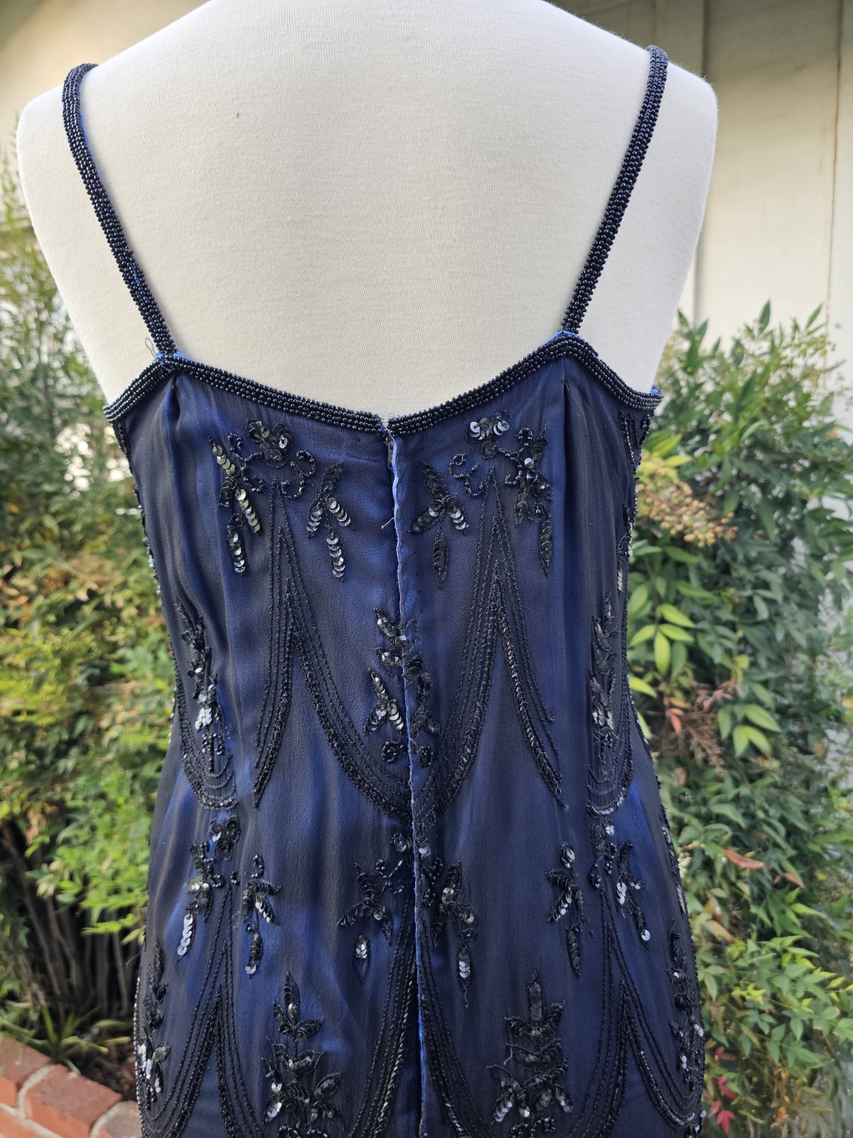 Vintage 1990s SCALA Art Deco Whimsigoth Hand Beaded Formal Evening Prom Gown