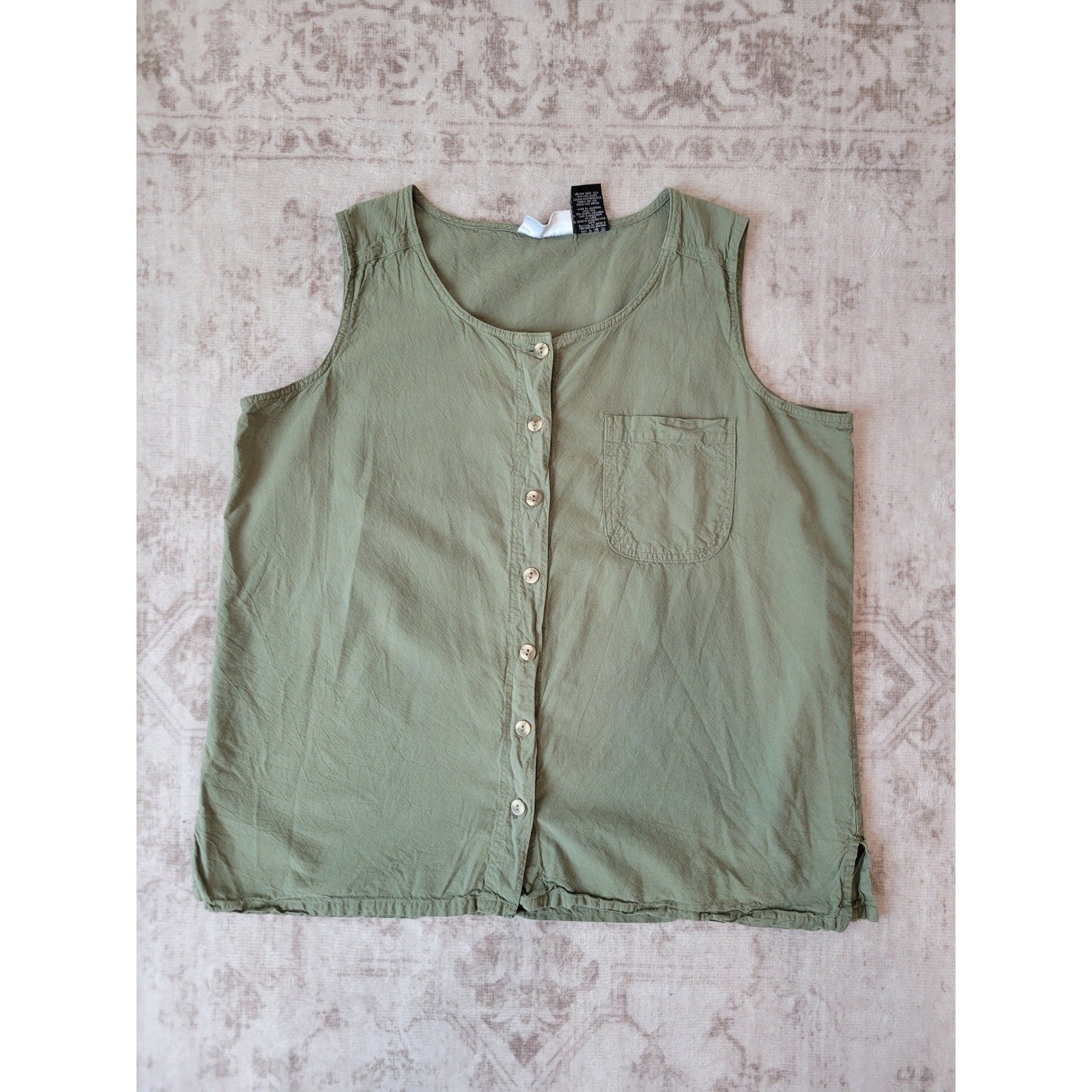 Erika II & Co Vintage 100% Linen Button-Up Tank – Women’s 2X