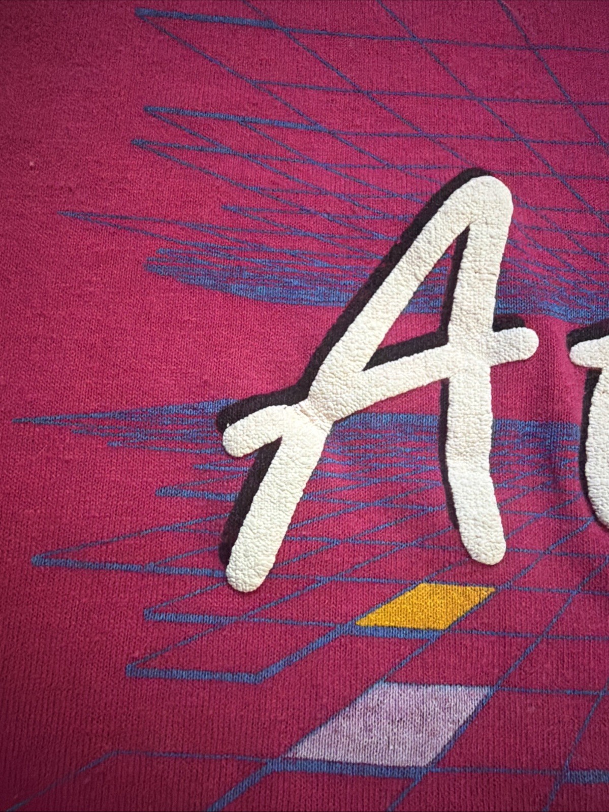 Vintage 80s Atlanta GA Souvenir T Shirt Geometric Pastel Graphic Pink Travel Tee