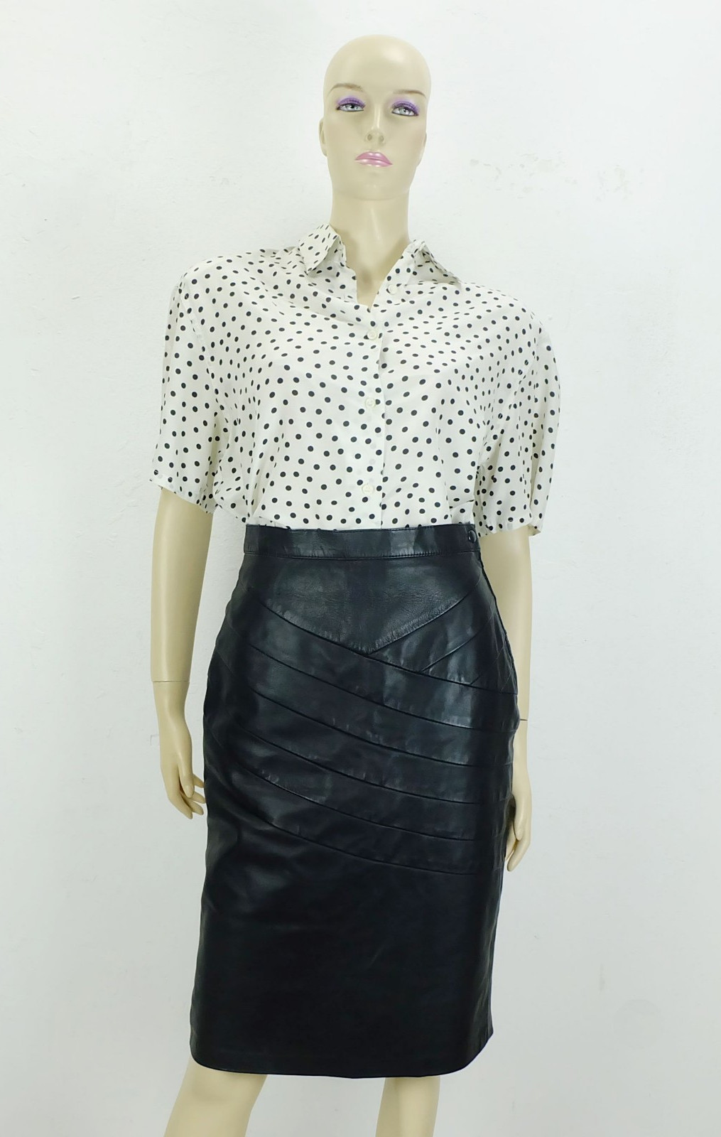 true vintage 80s leather skirt black size 38 pencil skirt pencil skirt