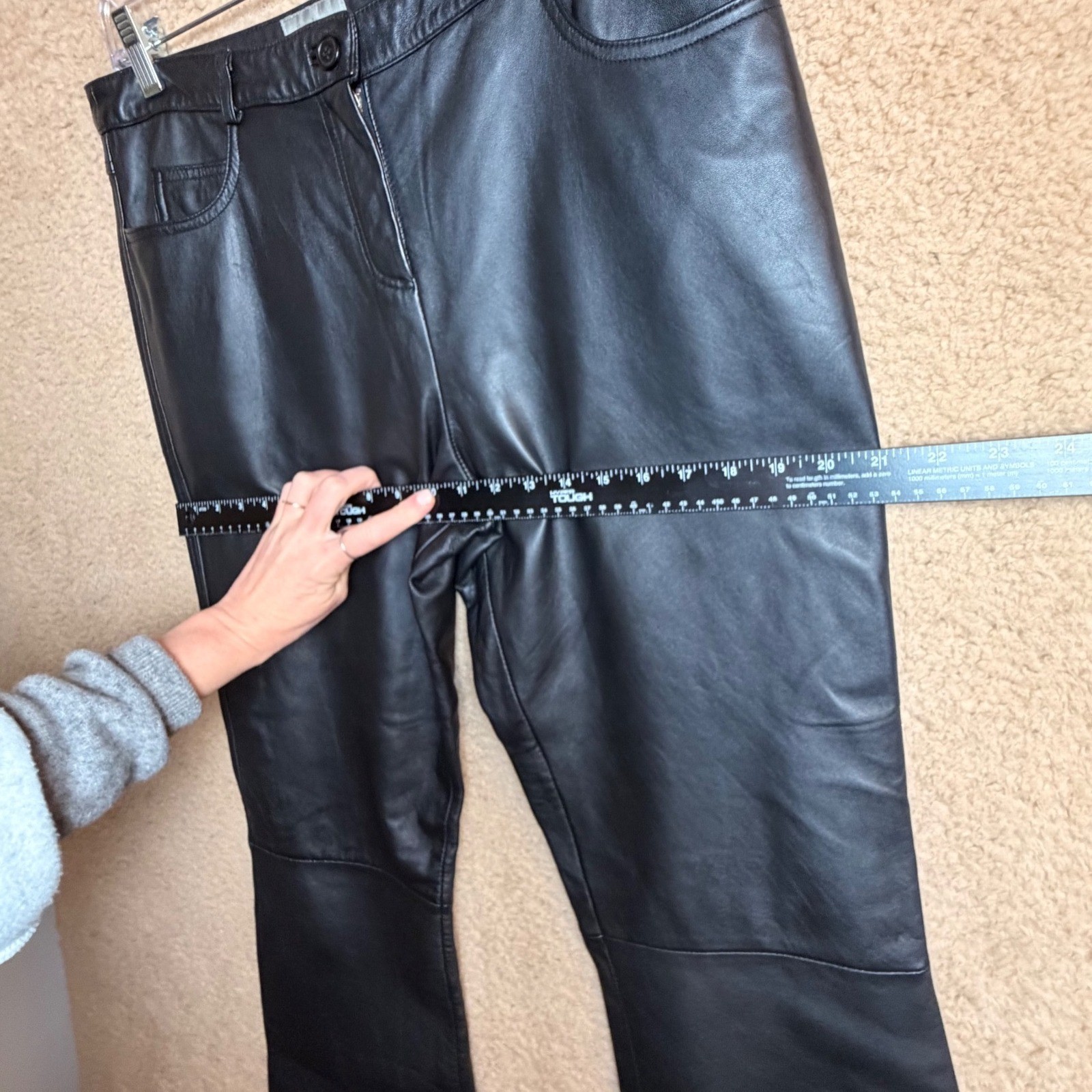 Vintage Neiman Marcus Exclusive Black Leather Bootcut Pants Women’s 12 Y2K