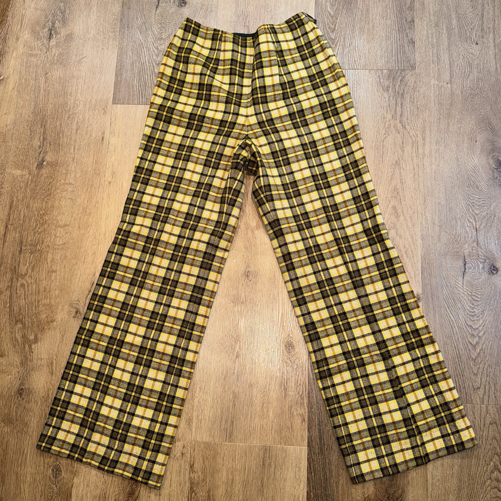 Vintage Pendleton Pants Womens 10 Wool Dress Slacks MCM Mod Disco Tartan Plaid