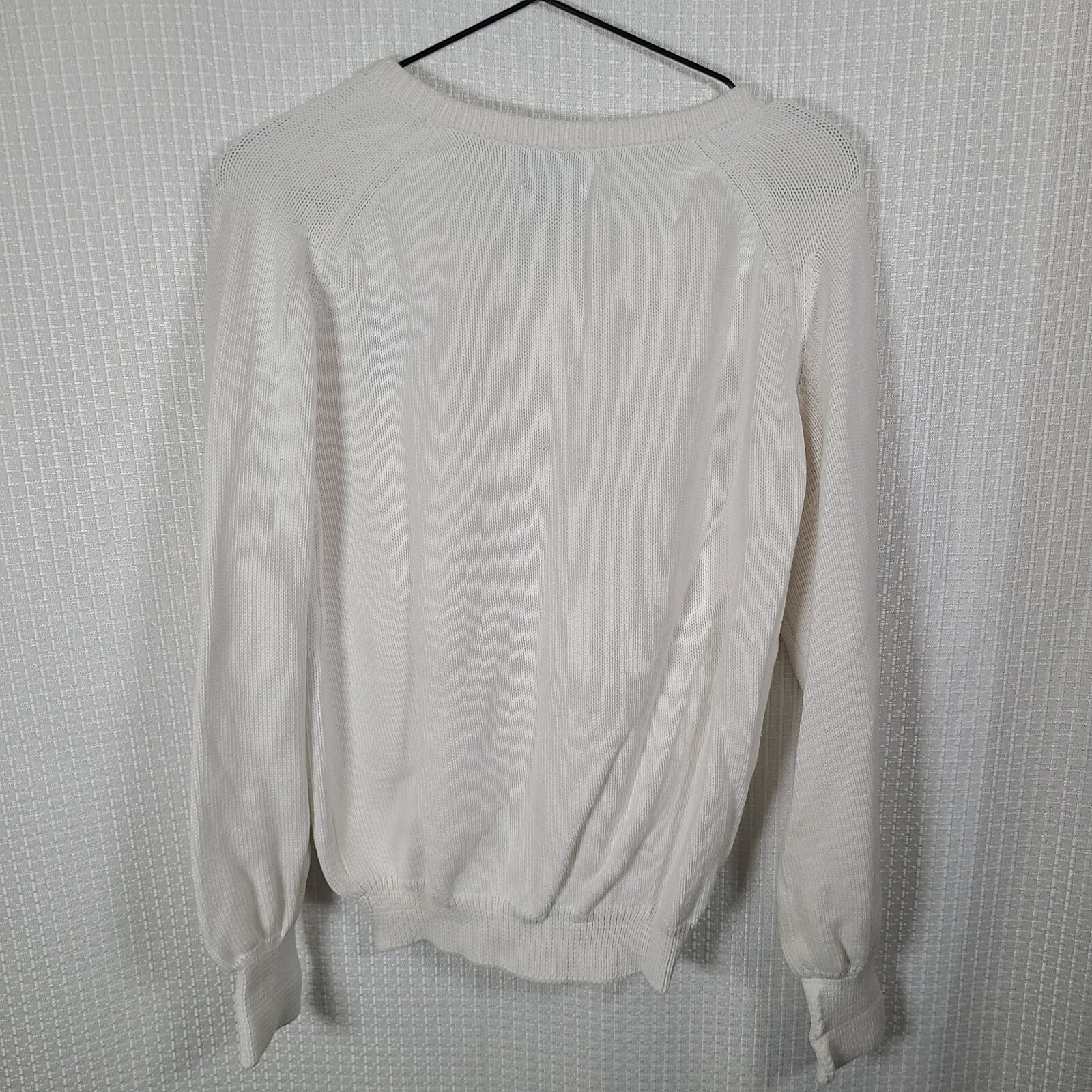 Vintage Lady Pickering White Golf Sweater Sz M Long Sleeve V-Neck Pebble Beach