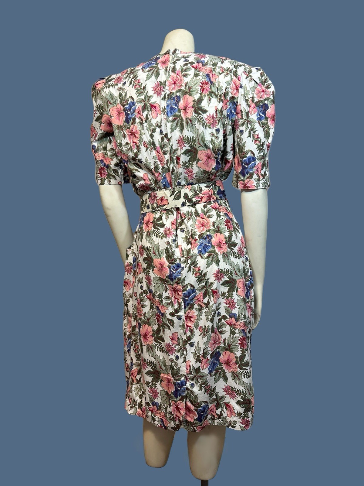 Women’s Vintage 80s D.B.Y. Floral Suit Dress with Belt – Size 7