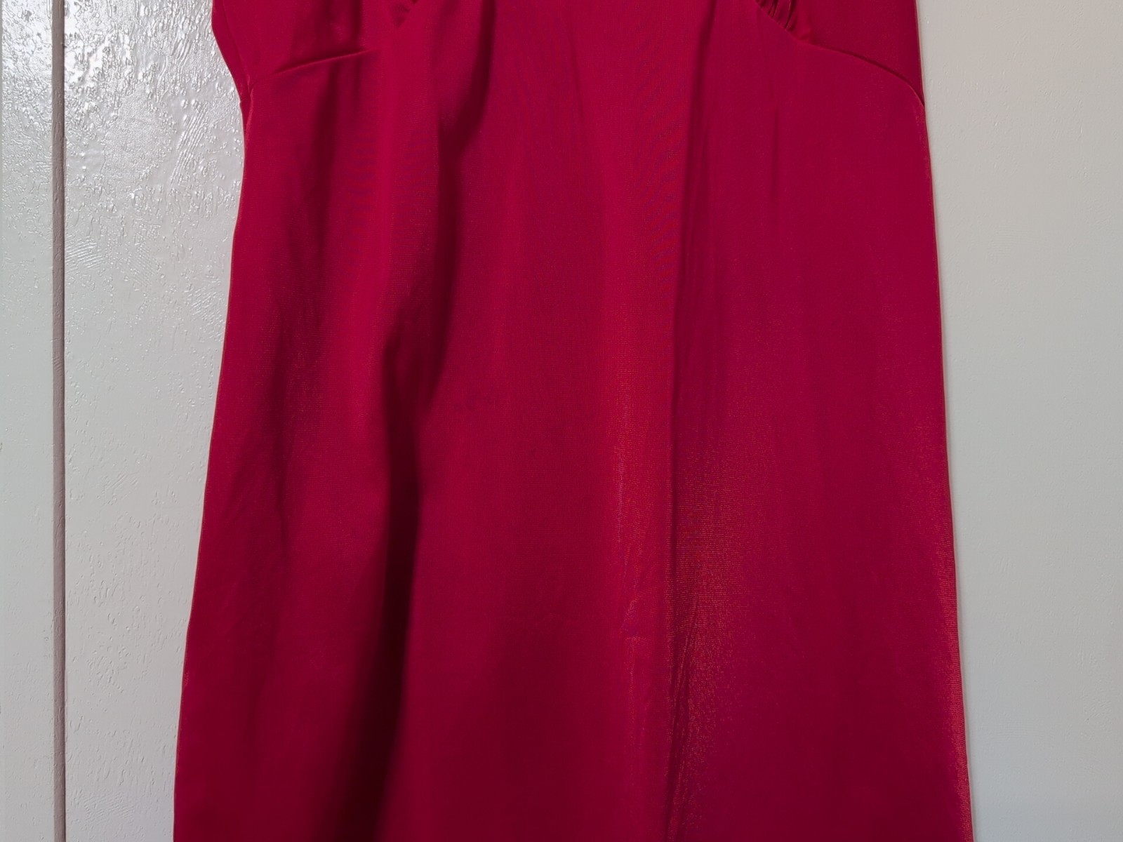 Vintage Shadowline RED 100% Nylon Lace Full Slip Size 34 Short