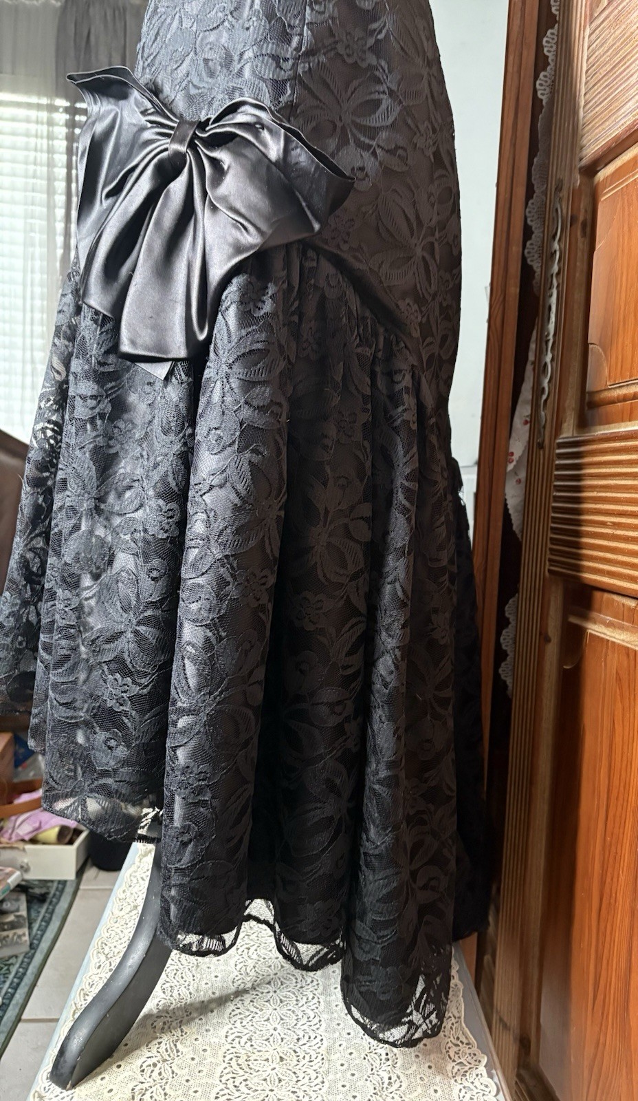 Vintage Alfredo Angelo Flirtations Black Lace Gown Prom Dress Goth Witchy S