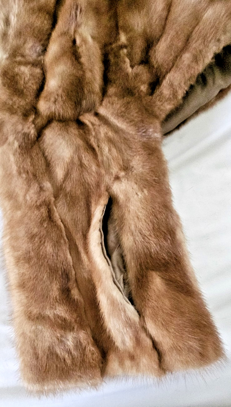Mink Stole Cape Shawl Collar Satin Lined Pockets Med Brown MCM 50-60’s
