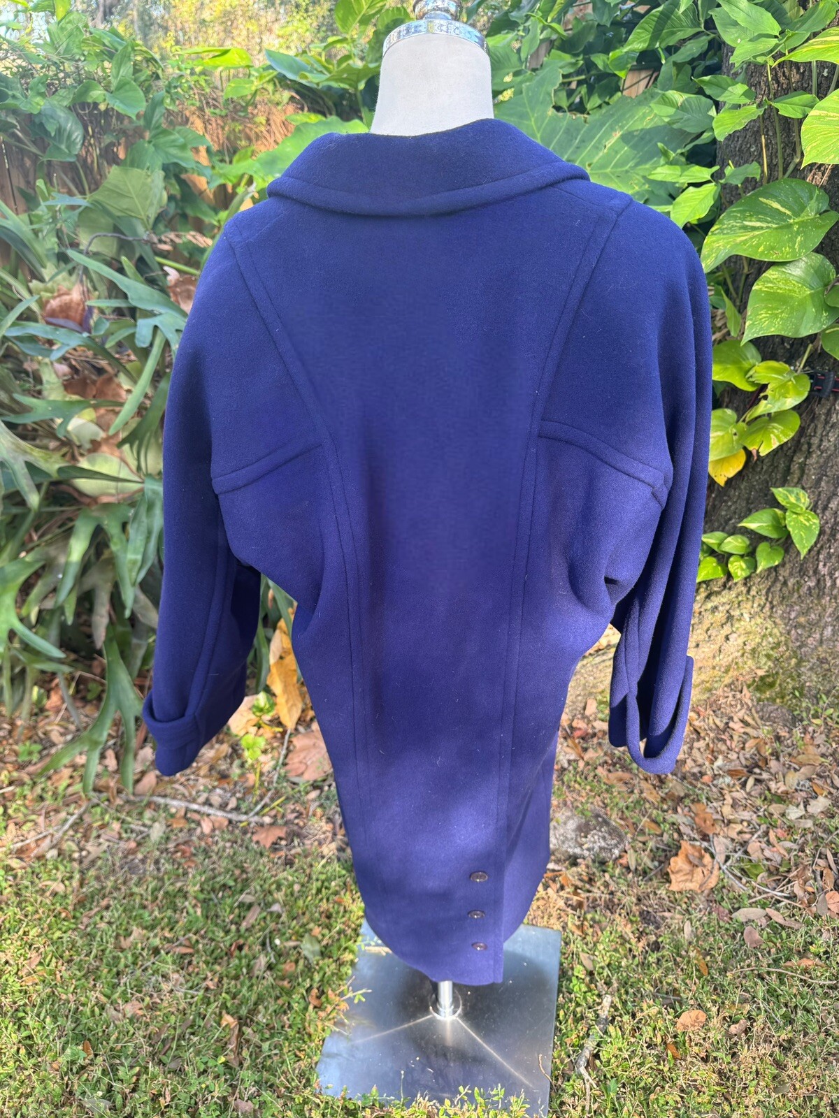 Vintage 100% Wool Trench Coat Purple Petite USA Union Made Retro S-M