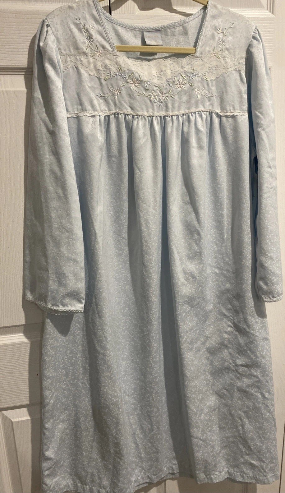 Go Softly Light Blue Long Nightgown with Embroidery And Lace Detail Size XL