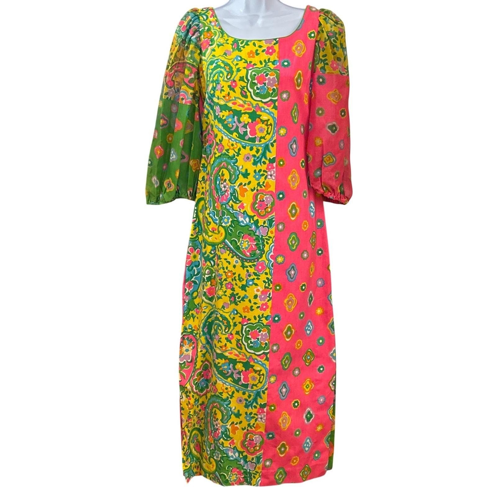 Vintage 60s Liberty House Kiyomi Midi Dress Psychedelic Mod Dopamine Dressing