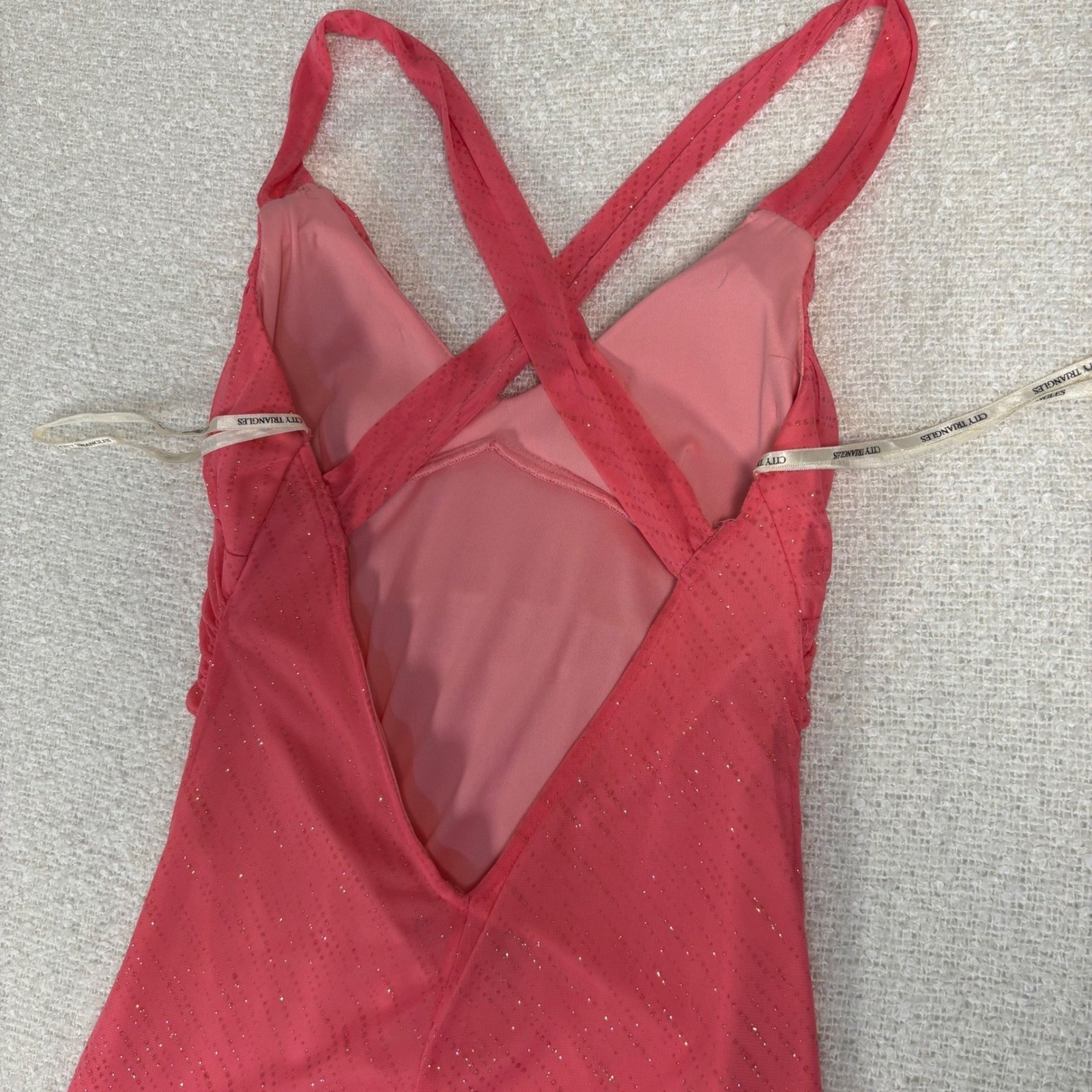 VTG city triangles hot pink glitter prom maxi formal dress y2k coquette dainty