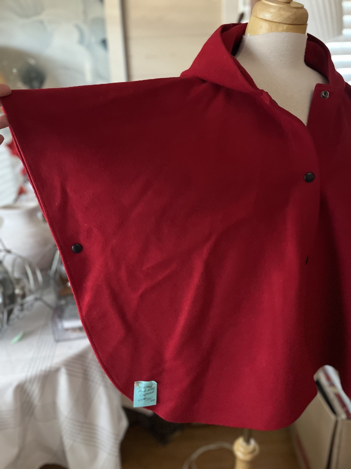 Vintage Coloratura Red Wool Cape Coat Hood Red Riding Hood