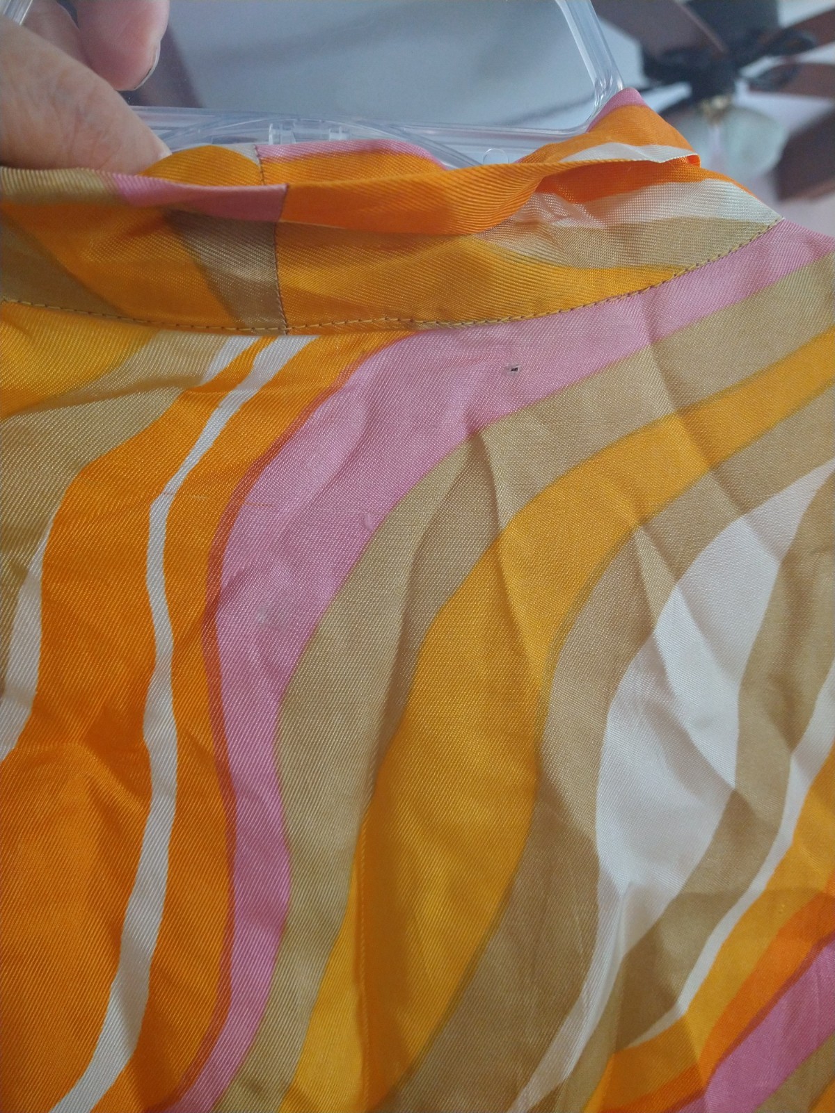 Vtg Handmade 70’s Psychedelic Bow Front Zip Blouse Hippie Disco Art Pinholes Run