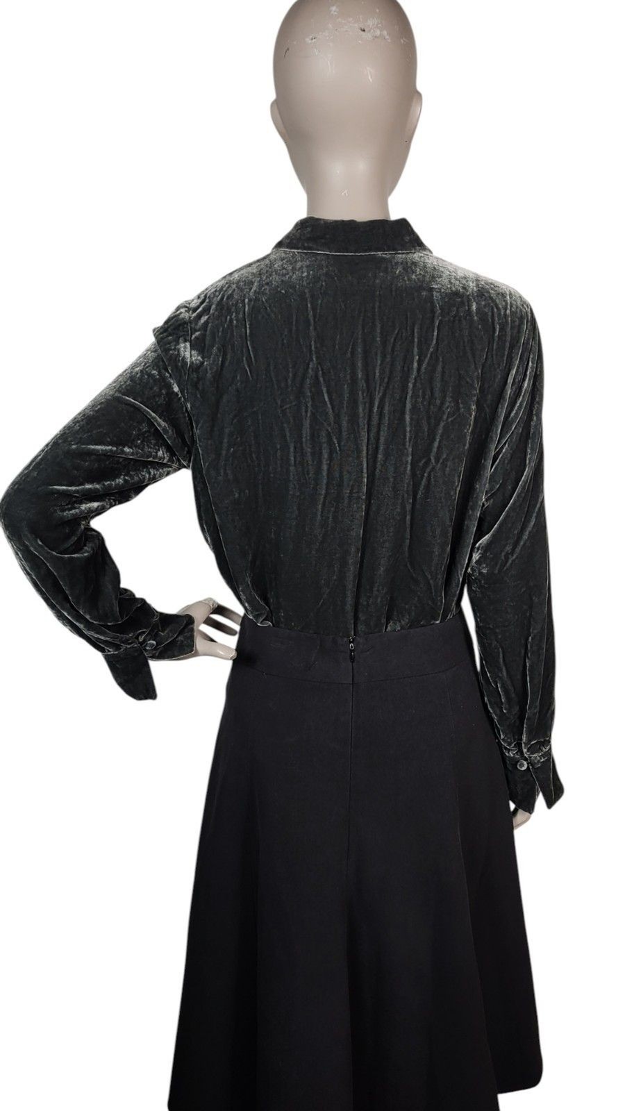 Vintage 90s J. Jill Grey Crushed Velvet Silk Rayon Button-Down Blouse Size Small