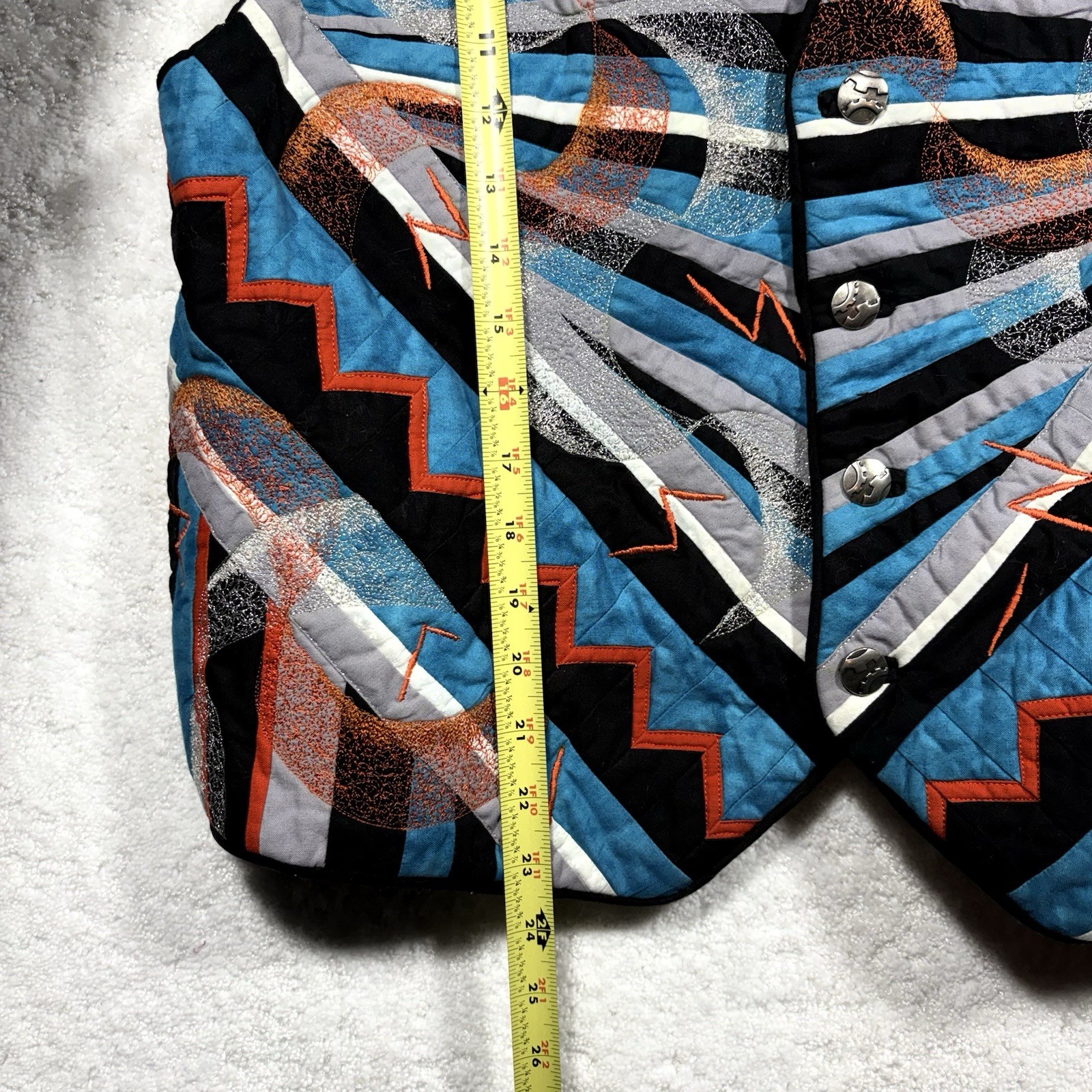 Vintage Handmade Quilted Patchwork Vest Womens L Boho 90s Artisan Calico OldLace