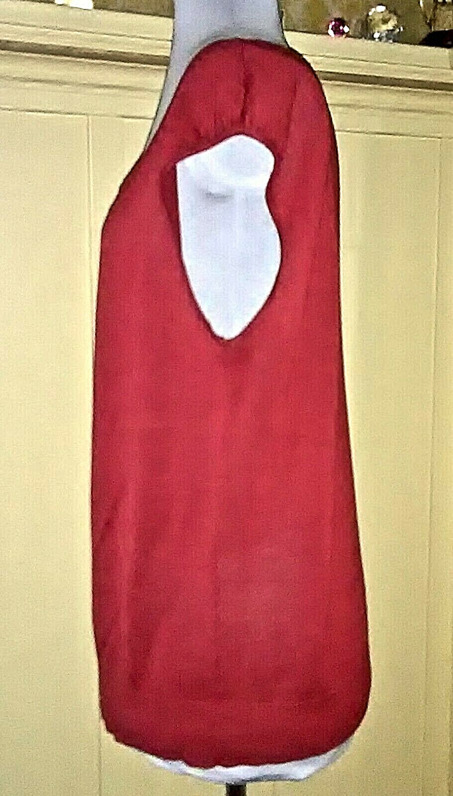 Vintage Alfani DARK RED Silk/Linen Scoop-neck Cap-sleeve SWEATER ~ XL