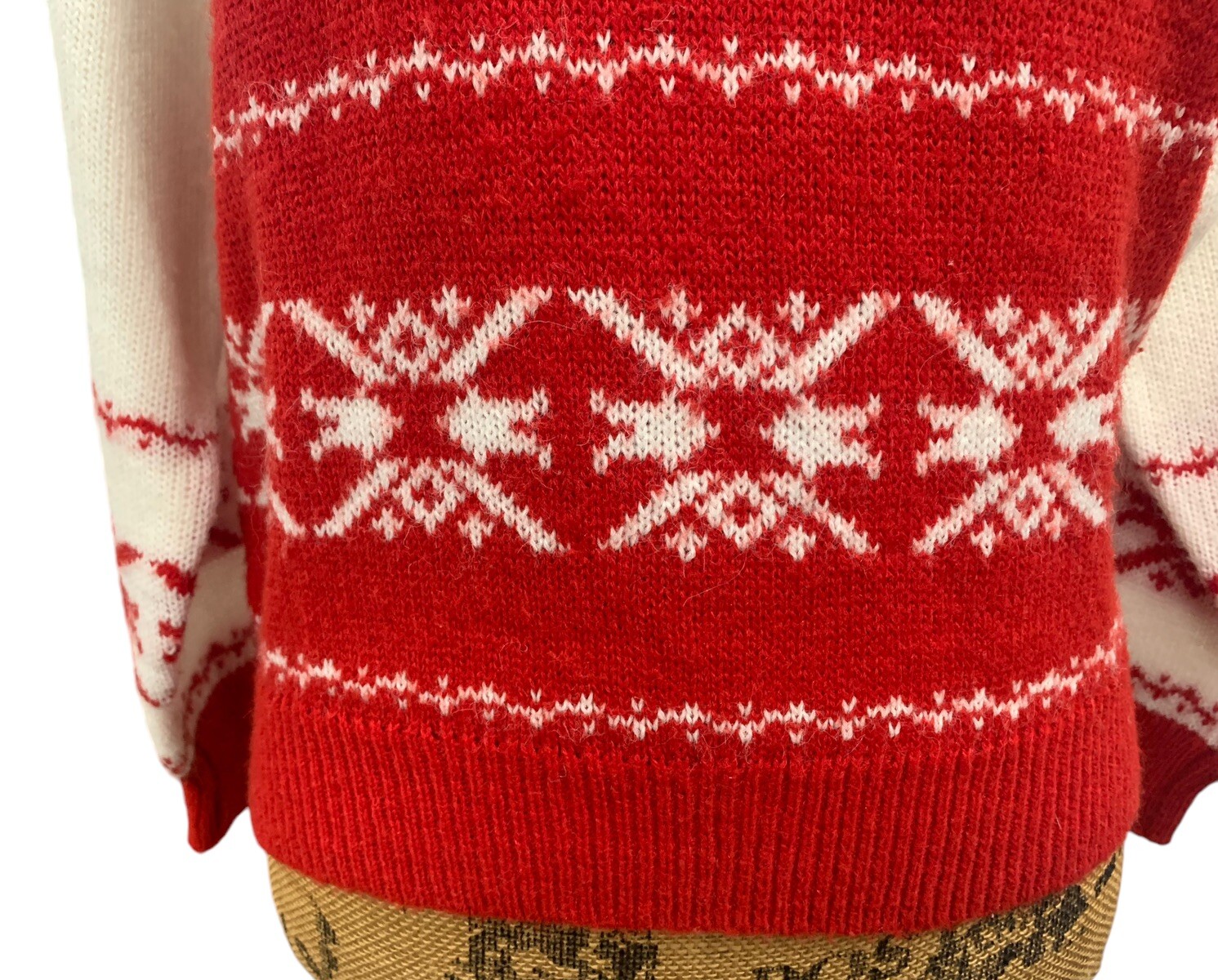 Women’s Vintage Red & White O•S•C Sport Club Holiday Sweater