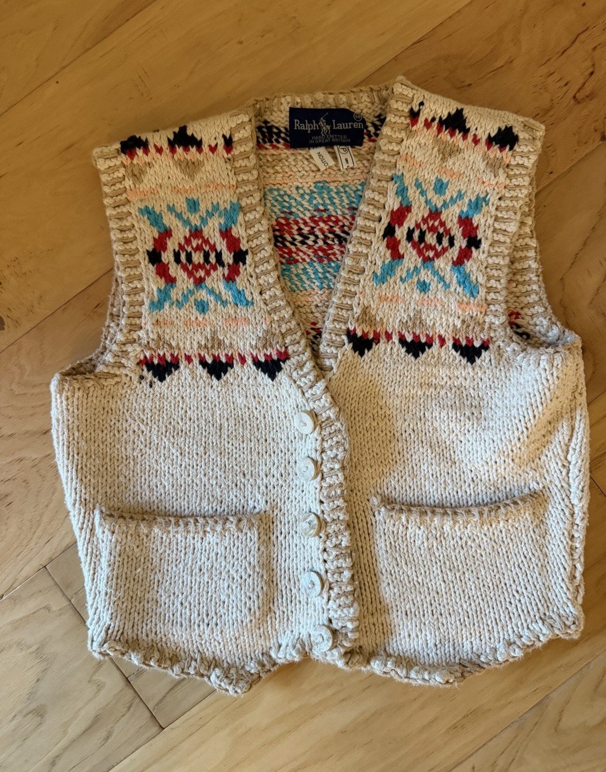 Vintage 1980’s Ralph Lauren, hand knitted in Great Britain, 100% cotton