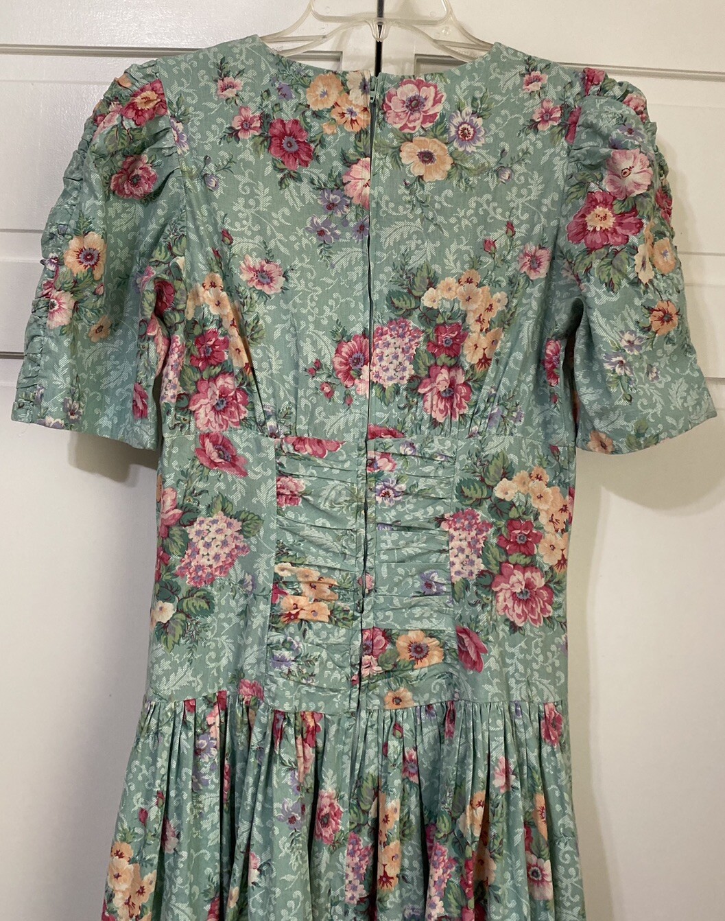 Vtg 90s Misty Lane Pastel Green Rose Garden Party Dress Cottagecore Size 5/6
