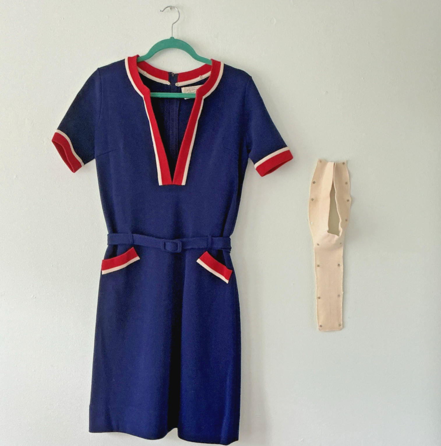 1968 Vintage Samuel Winston Mod Wool Knit Dress Italian Boutique Classic Couture